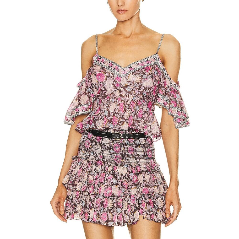 Isabel Marant �toile 'Garuva' Pink Off Shoulder Linen Top Size 38